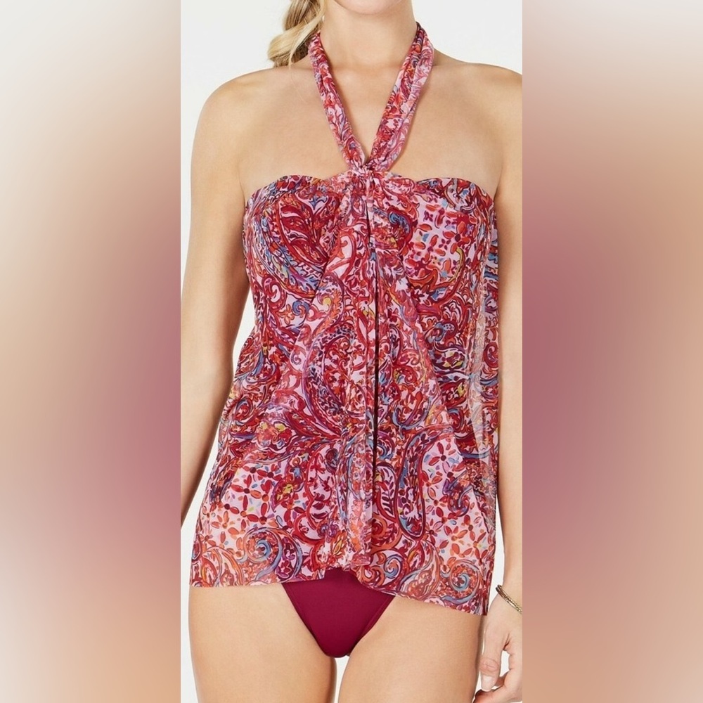 Vintage Lauren Ralph Lauren Flyaway Paisley Sheer One Piece Swimsuit Sz 4